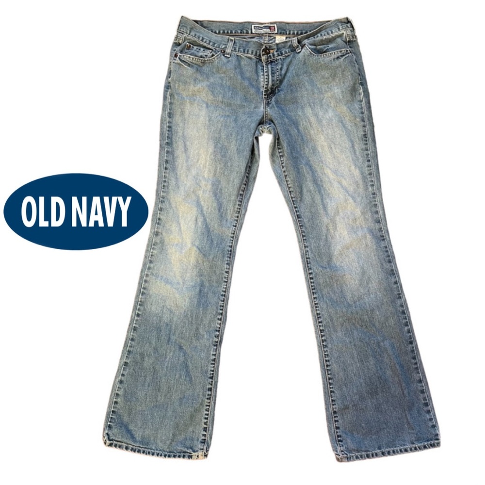 Old Navy Ultra Low Waist Boot Cut Blue Jeans